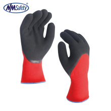 NMSAFETY 13 gauge black nylon and nappy acrylic double liner coated foam latex winter used safety gloves